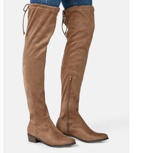 Knee High Taupe Flat Boots Size 7.5 JustFab